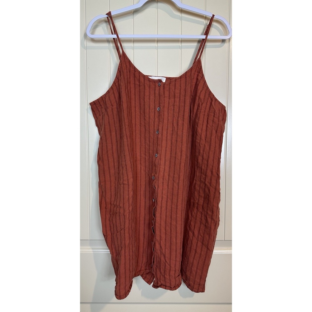 Treasure & Bond Linen Viscose Button Front mini short dress tunic Sz 1X